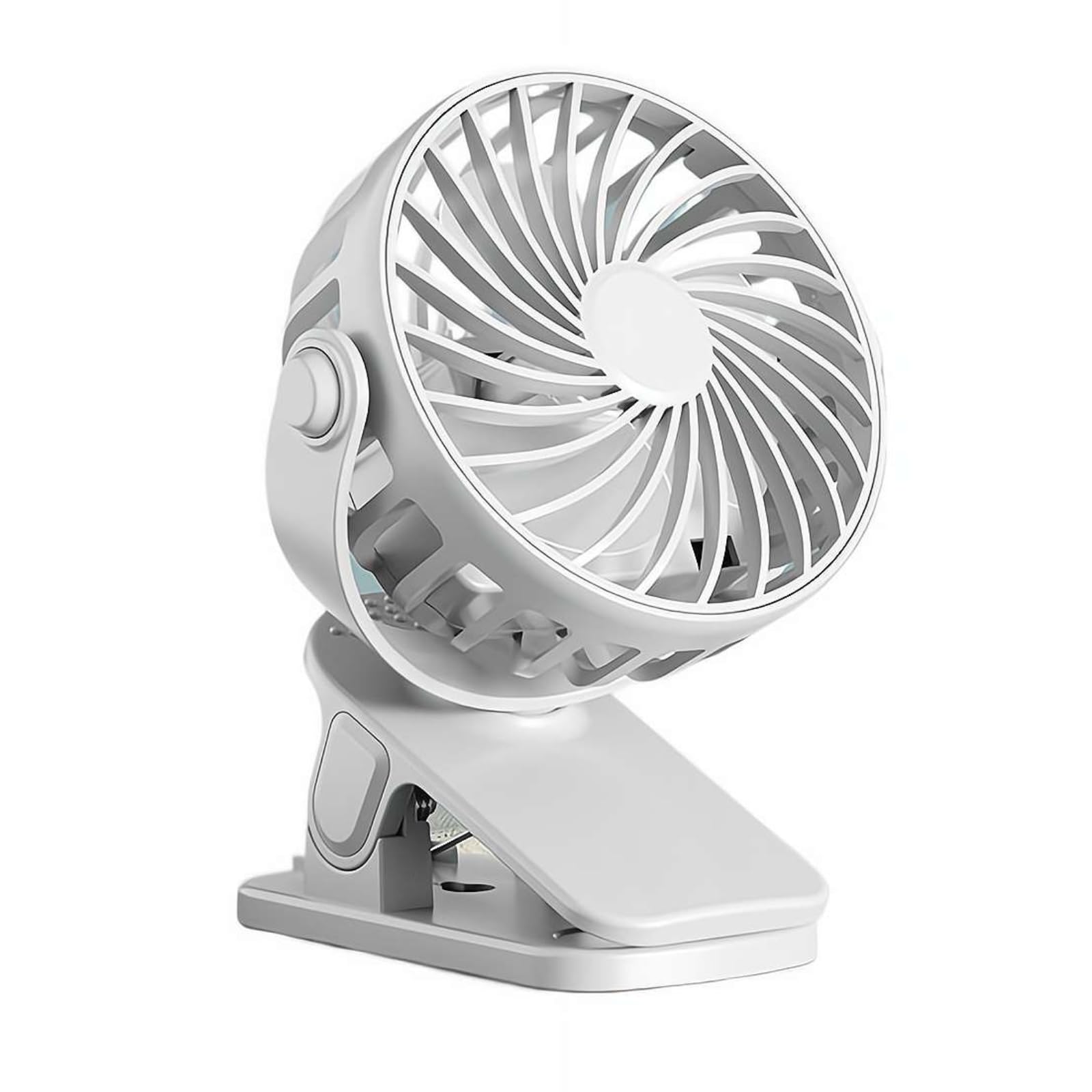 Portable Mini Clip On Fan – 4-in-1 USB Desk Fan with Night Light, Wall-Mounted & Portable, Quiet Circulating for Dormitory Bedroom Office (White)