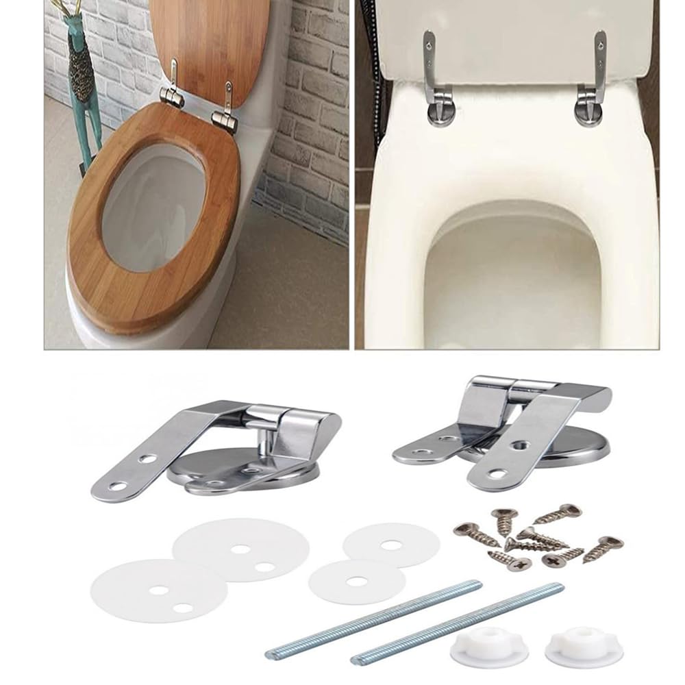 2 Pezzi Cerniere Copriwater, Cerniere Tavoletta WC, Kit Cerniera Fissa Riparazione, Copri Sedile Asse con Raccordi