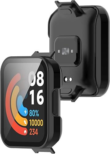 Miniatura 6 de Paquete de 2 fundas Senter de vidrio templado integrado compatible con Redmi Watch 2 lite, funda protectora de policarbonato duro ultrafina para