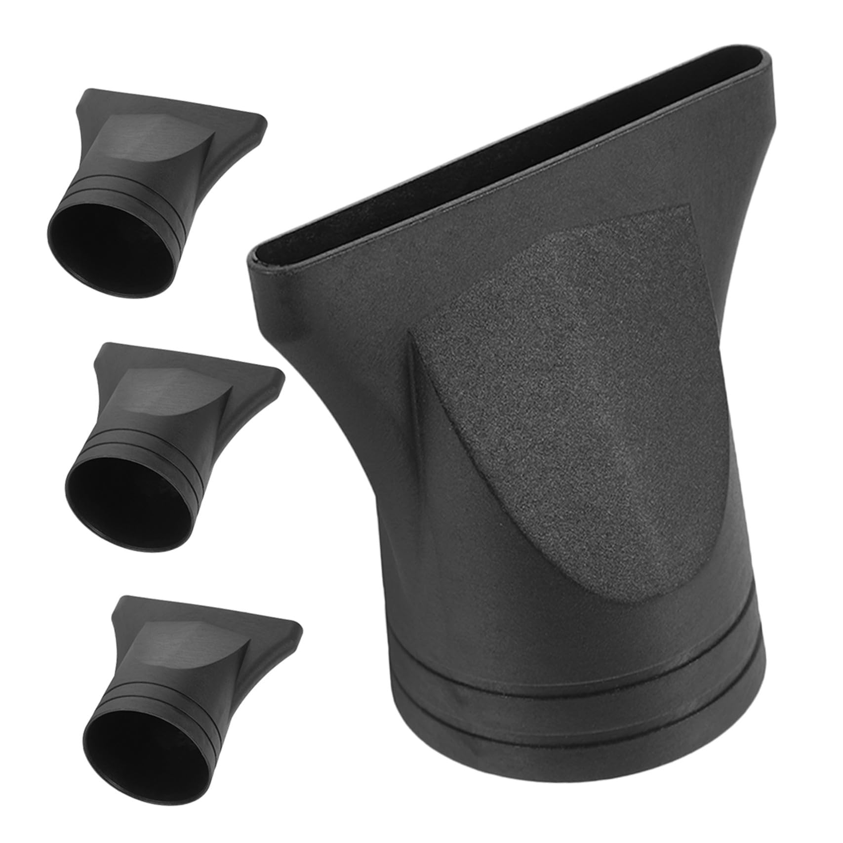Accessori per Asciugacapelli 4 Pezzi Beccucci Concentratori Neri in Plastica per Ugelli da 4-4,8 Cm Migliorano Prestazioni e Flusso D'aria