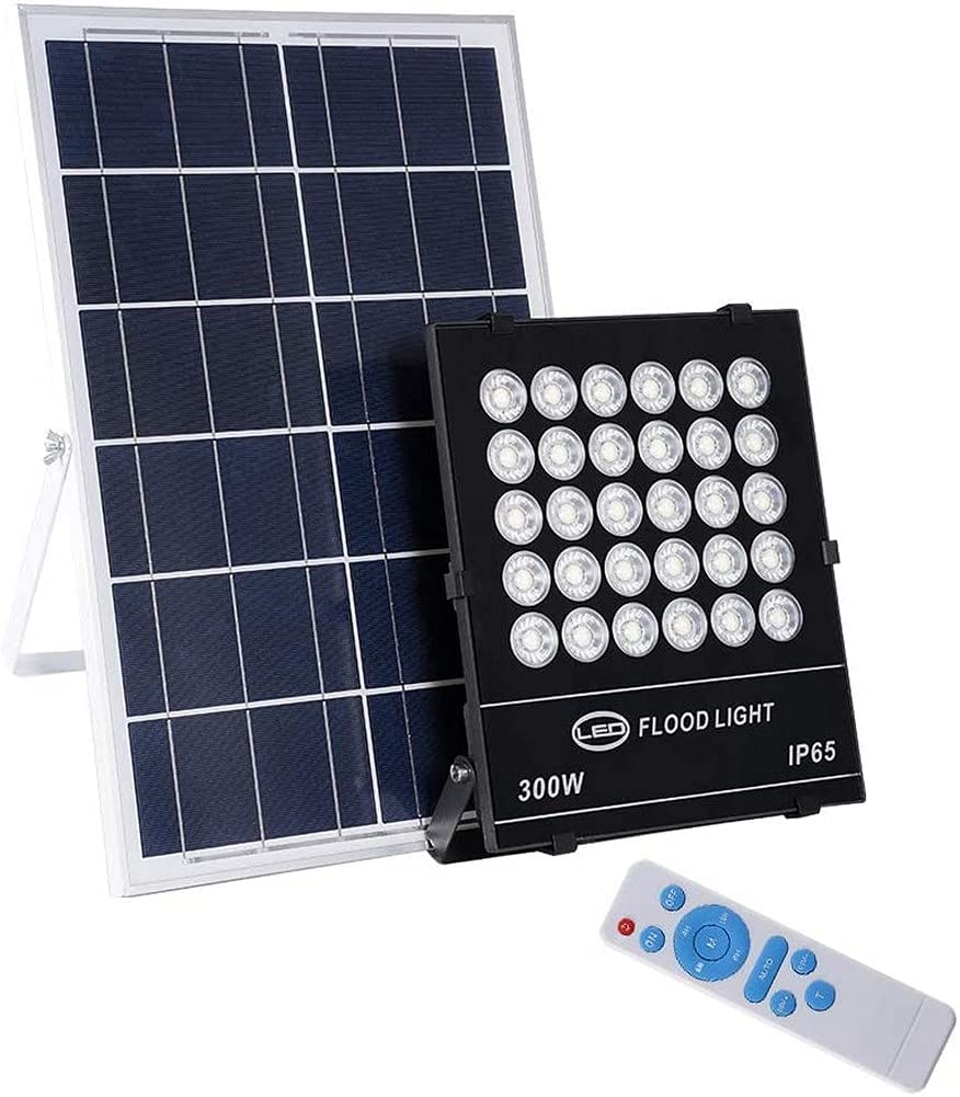 Lampy solarne zewnętrzne, Zewnętrzny zdalnego sterowania, chłodny biały, czujnik automatyczny, używany do ganku na tarasie boiska sportowego w garażu(300w)