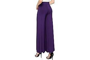 Women's Dark Purple Solid Casual Comfy Stretchy Wide Leg Palazzo Lounge Pants