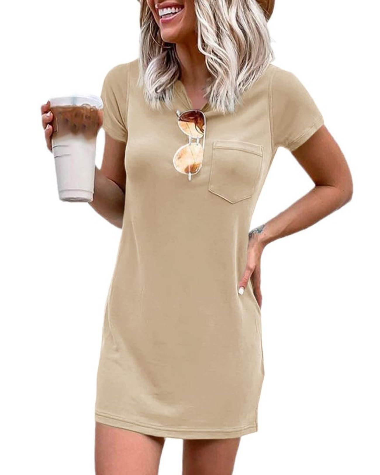 Womens T Shirt Dress Summer Mini Short Sleeve Casual Sundress Beach Dresses