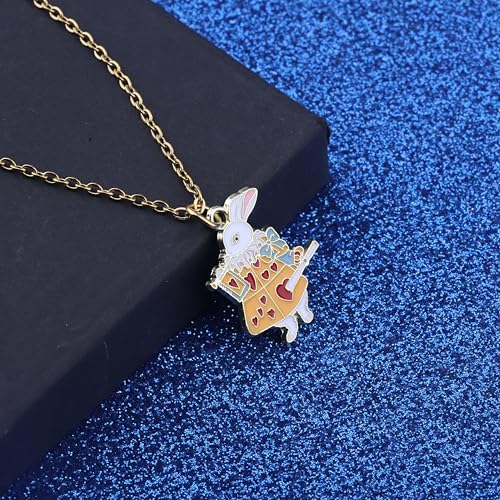 WUSUANED White Rabbit Necklace Fairytale Movie Gift Fairytale Rabbits Charm Jewelry Cartoon Rabbits Lover Gift (White Rabbit N) by WUSUANED - Used condition - Image 5