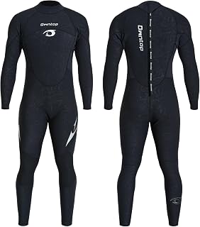 Owntop Traje de neopreno para mujer y hombre, 1,5 mm, traje de neopreno de cuerpo completo, cremallera trasera, trajes de buceo, estiramiento térmico, piel de buceo para surf, esnórquel