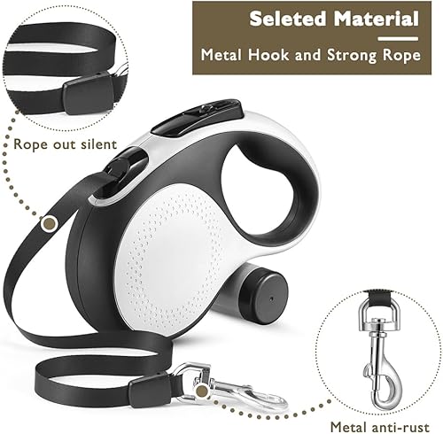 Miniatura 6 de Correa retráctil para perro con cable a prueba de mordidas, correa duradera de 26 pies para perros grandes y medianos de hasta 110 libras, 360
