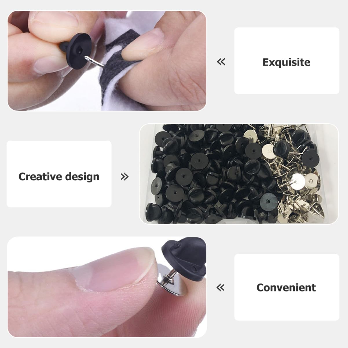 Artibetter Multipurpose Pin Backs Flat Round Safety Pins for DIY Accessories for Brooches Name Tags and Craft Projects Included