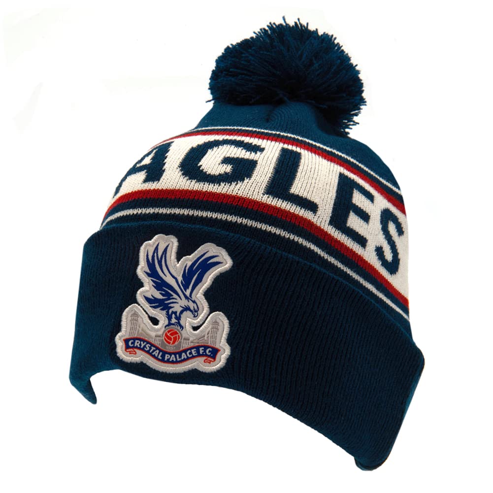 Crystal Palace FC Ski Cuff Knit Beanie Bobble Hat Black : Amazon