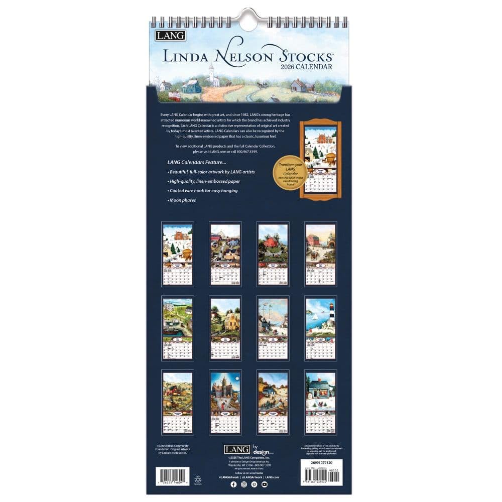 Lang, Linda Nelson Stocks Vertikaler Wandkalender 2026, 20,3 x 40,8 cm, 12-Monatskalender mit gehefteter Bindung
