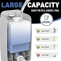 Vista 2 de Commercial Soap Dispenser Wall Mount Manual Pump Hand Soap Dispenser 800ml Gel Liquid Hand Sanitizer Dispenser Self Adhesive for Home Bathroom