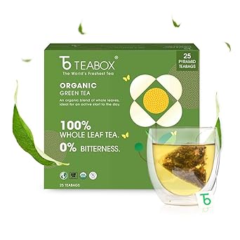 Teabox Darjeeling Green Tea | 25 Tea Bags with Whole Leaf Green Tea | Rich in Antioxidants | Smooth and Fresh Flavour | Low Caffeine - image, photos