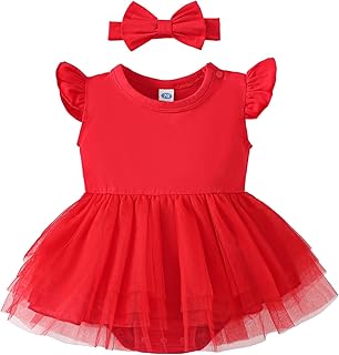 0-18M Infant Bodysuit Tutu Dress Baby Girl Romper Dress Toddler Solid Color Tulle Skirt Baptism Holidays Outfits - Buy now