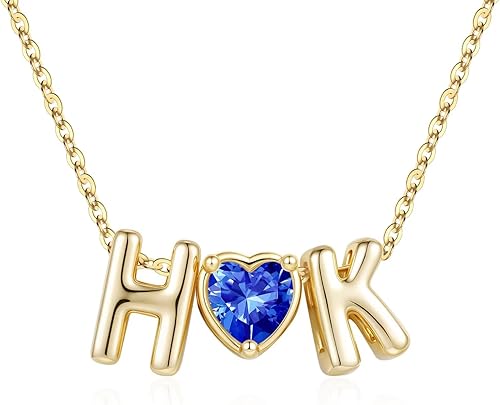 M MOOHAM Birthstone Necklaces Gifts for Women - Blue September Heart Sapphire Bi