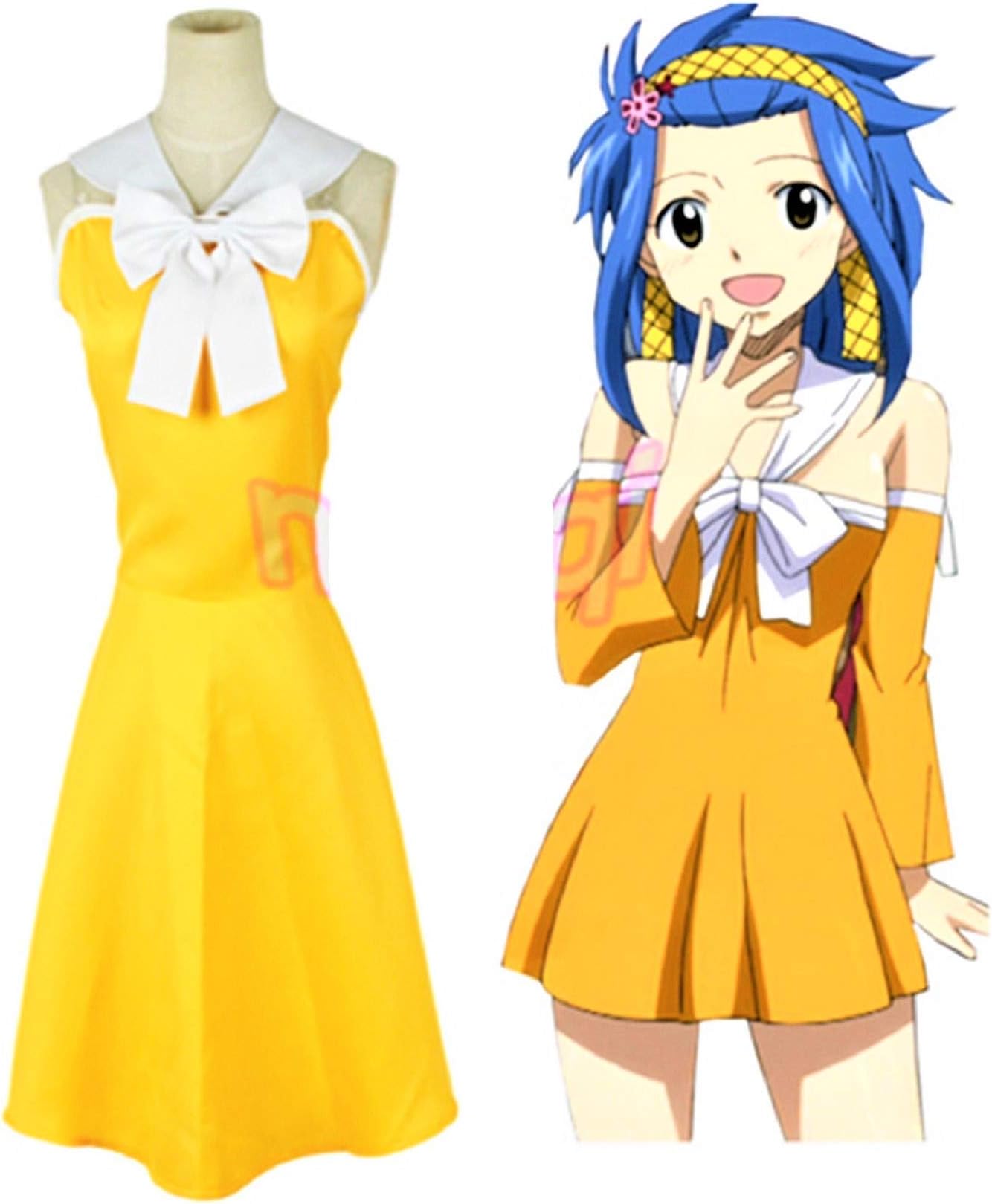 Fairy Tail Levy Mcgarden Yellow Dress Cosplay Costume