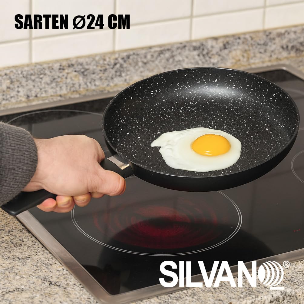 Batería de Cocina 5 Piezas Antiadherente | Juego de Ollas y Sartén de Aluminio | Apta para Inducción, Gas y Vitrocerámica | Tapas de Cristal | Juego de Sartenes y Ollas para Cocina