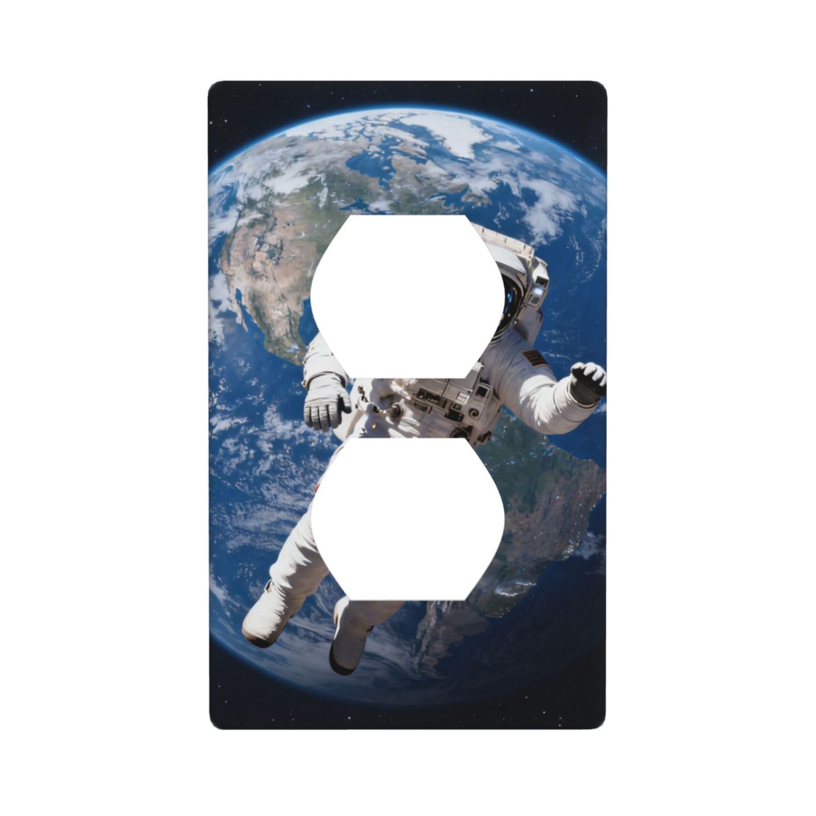 Astronaut Floating Space Decorative Switch Plate Cover-Unbreakable Polycarbonate Wall Plate for Home Office, 1 Gang with Screws