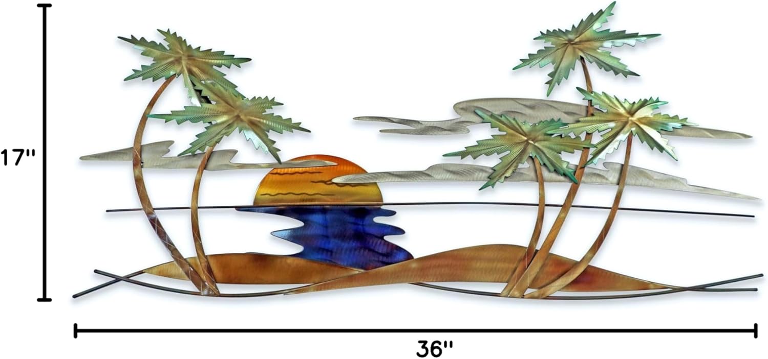 T.I. Design Swaying Tropical Palm Scene Metal Wall Decor