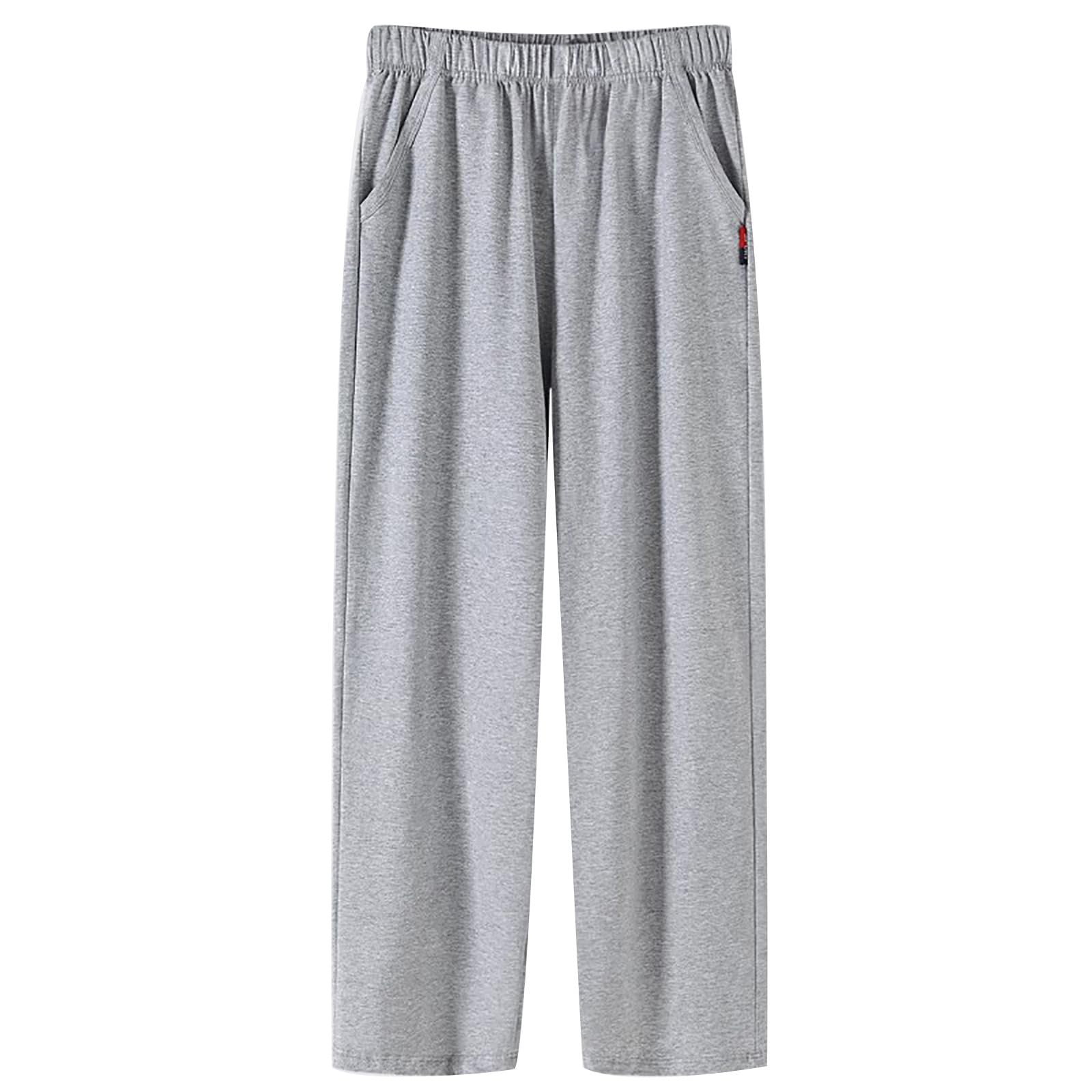 Sweatpants for Men Baggy Wide Leg Elastic Cotton Classic Slim Fit Comfortable Lightweight Workout Lounge Pants Gym