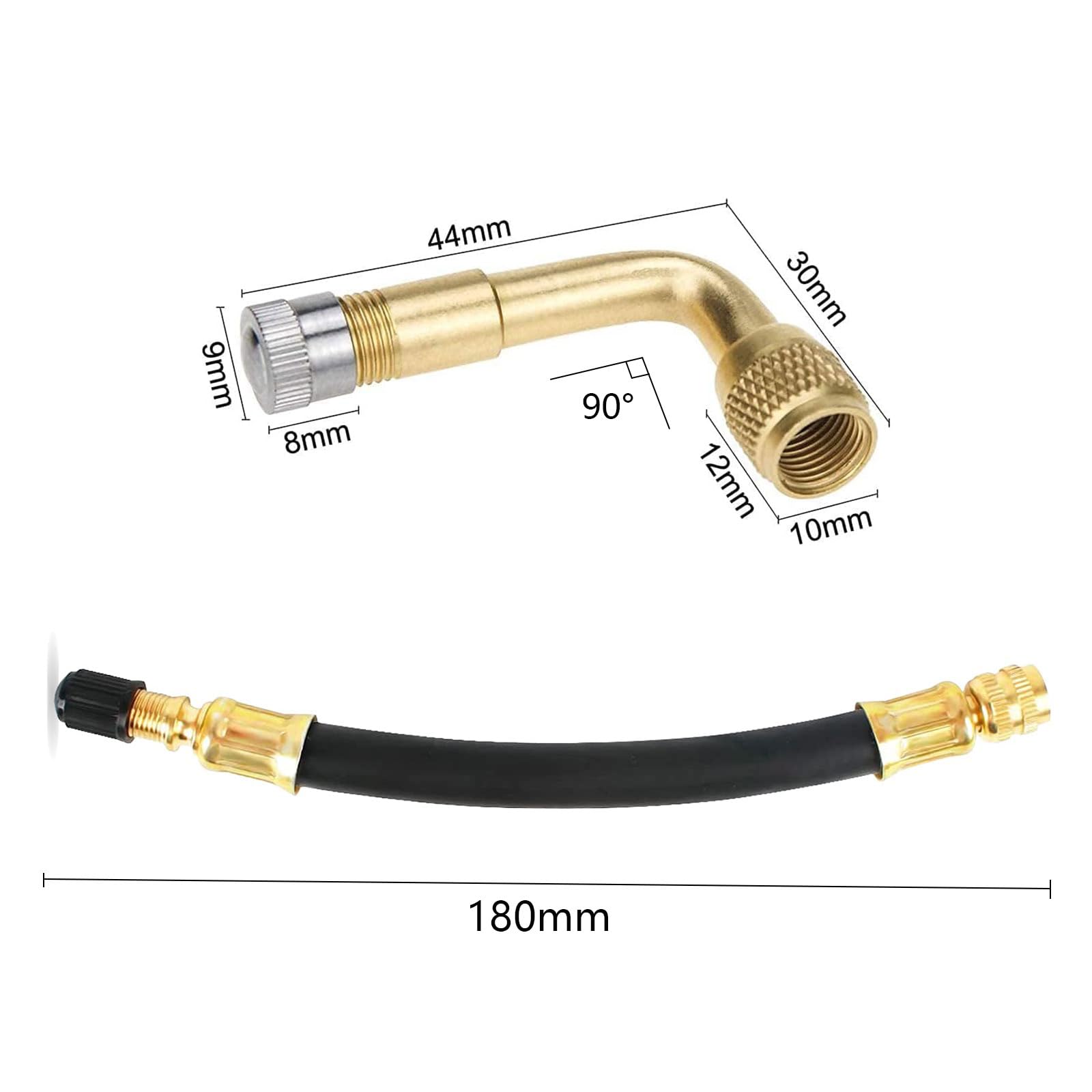 Tyre Valve Extension adapter przedłużający 90 stopni i 180 mm elastyczna gumowa końcówka zaworu tyre-zaworu miedzianego adapter kątowy przedłużenie zaworu do samochodu, motocykla, skutera