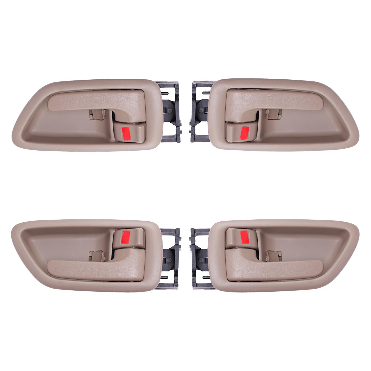 Lcyolada 4Pcs Interior Door Handles W/Bezel (Beige) Compatible with 2000-2007 Toyota Sequoia, 2004-2006 Tundra(Crew Cabs Only), 2000-2004 Avalon, Front/Rear Inside Left Driver & Right Passenger