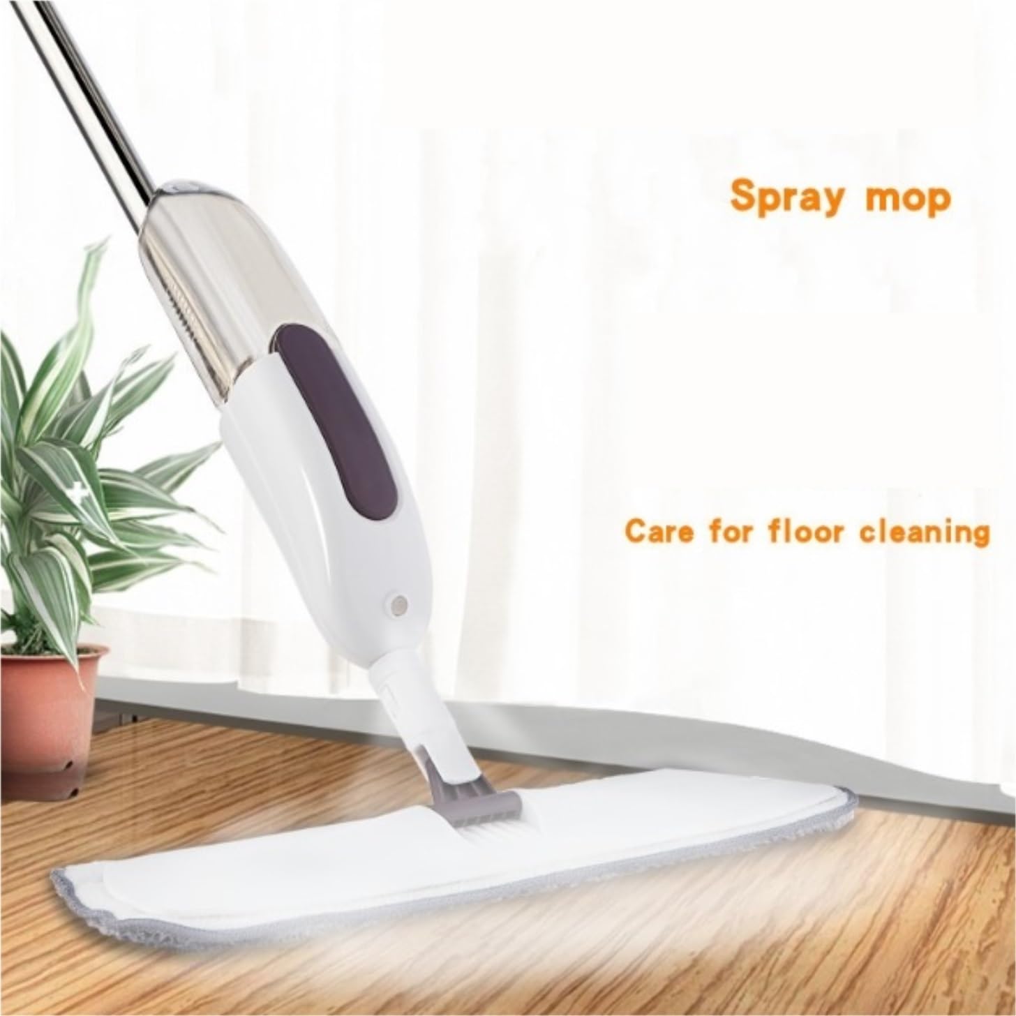 Fregona Mopa Plana con Rociador Y Fregona Reutilizable Rotación De 360° Mango Metal, Herramientas Limpieza para El Hogar Limpieza Suelo