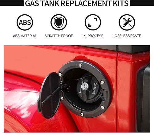 Miniatura 4 de HTHE Cubierta del tanque de tapa de gasolina para puerta de llenado de combustible para Jeep Wrangler JK, tapa de gasolina compatible con Jeep