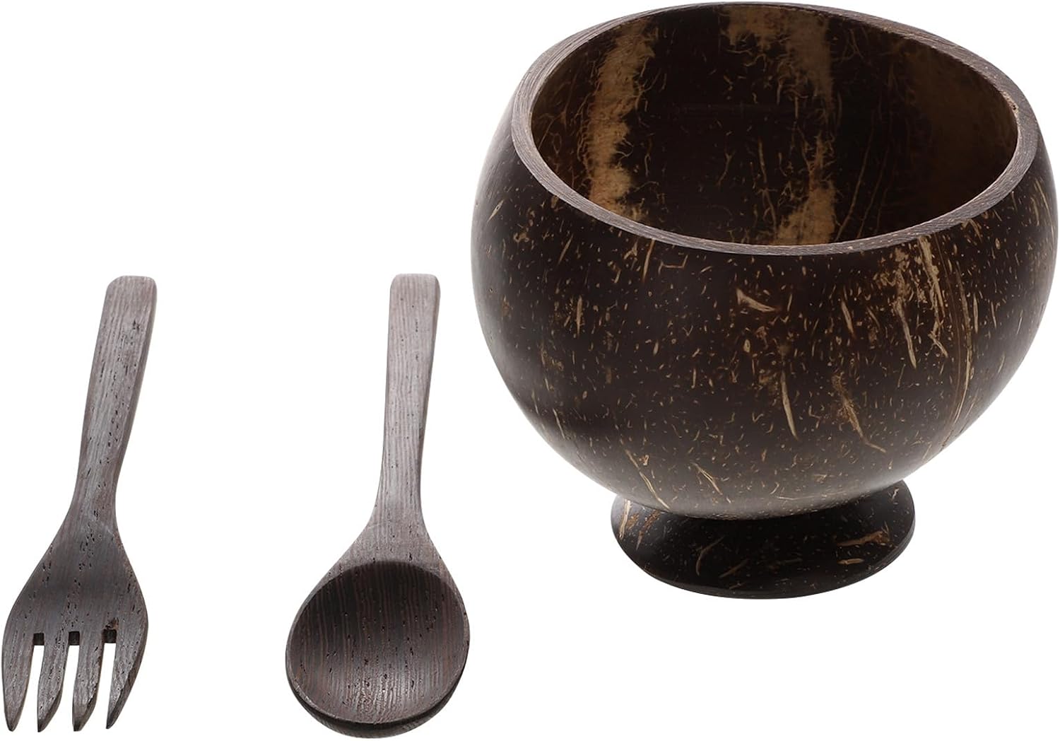 Garneck Coconut Shell Salad Bowl Set with Wooden Spoon and Fork
