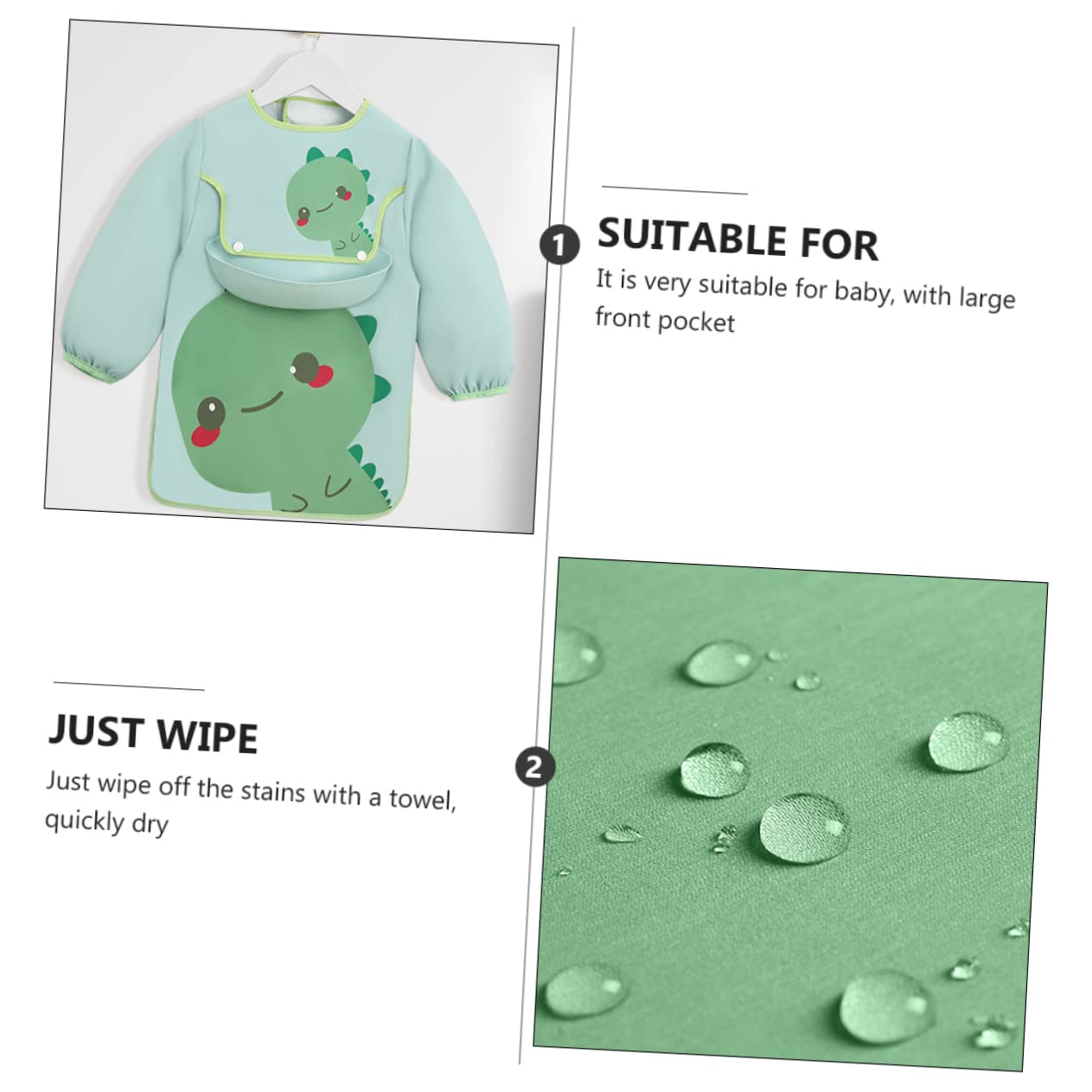 VICASKY 3pièces Bavoir Étanche Pour Garçon Fille Smock Cartoon Avec Poignets Élastiques Tablier Pour Repas Et Activités Créatives Poche Pratique Pour Garçon Fille