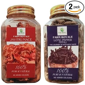 Farm Royale Javetri/Mace Whole & Long Pepper/Pippali Whole-1+1 Combo50gm & 200gm- Premium Culinary Spice for Exquisite Dishes||Export Quality, 100% Pure Natural