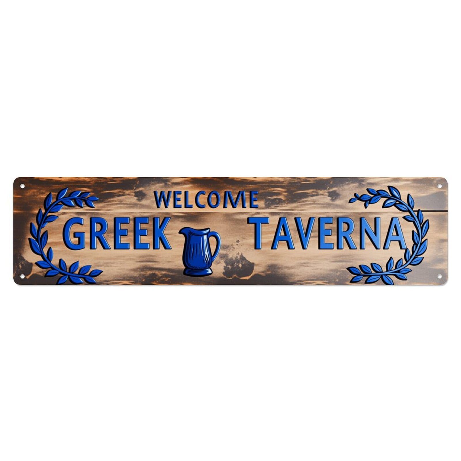 Ldfuieksufg Style Rectangular Welcome Greek Taverna Rustic Wall Sign Bar Decor Vintage Aluminium Metal Sign, Retro Wall Decor For Home, Bar, Garage & Farmhouse 10 * 40Cm