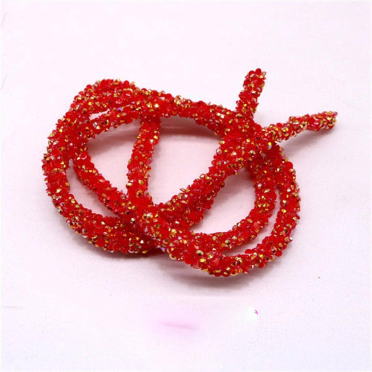 Cordon strass paillettes rouge de 6 à 8mm en résine de 5 yards pour customisation