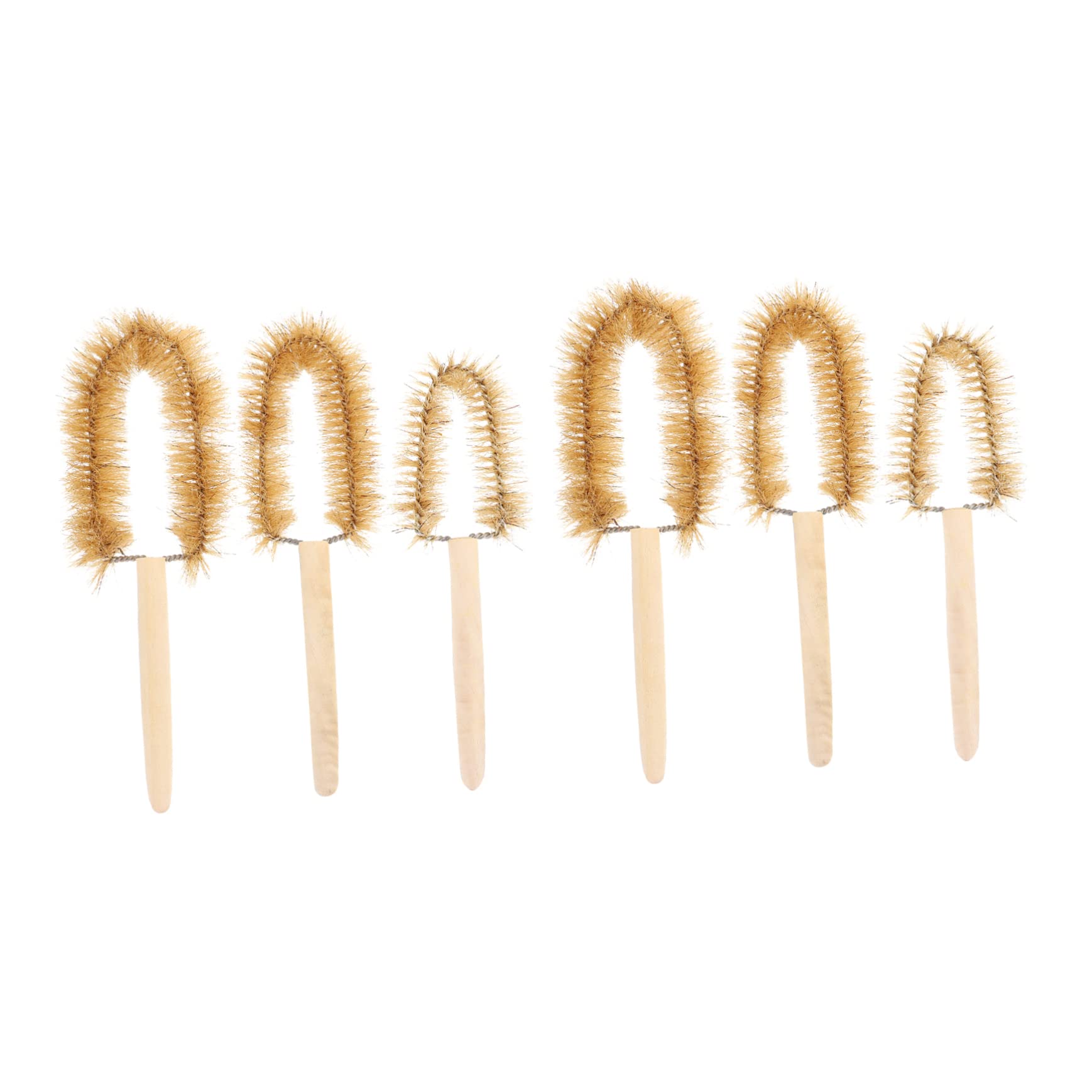 Ipetboom 6pcs Pipe Cleaners Pig Hair Straws Wooden Bottle Cleaner Pipe Cleaning Brush