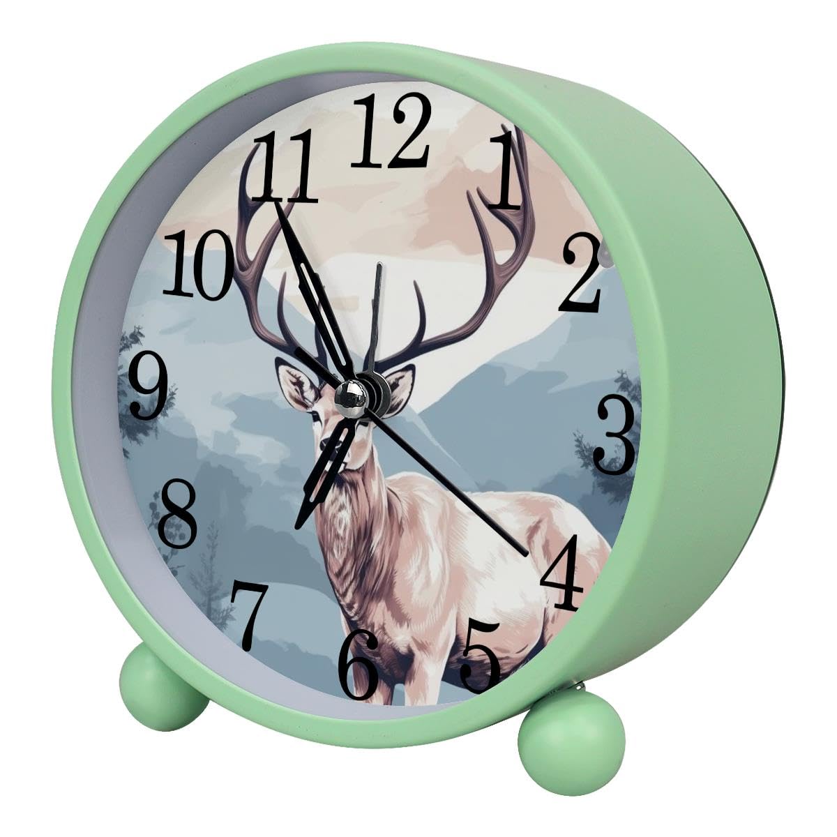 Luoweisi Alarm Clock Forest Deer, Silent Non-Ticking with Night Light