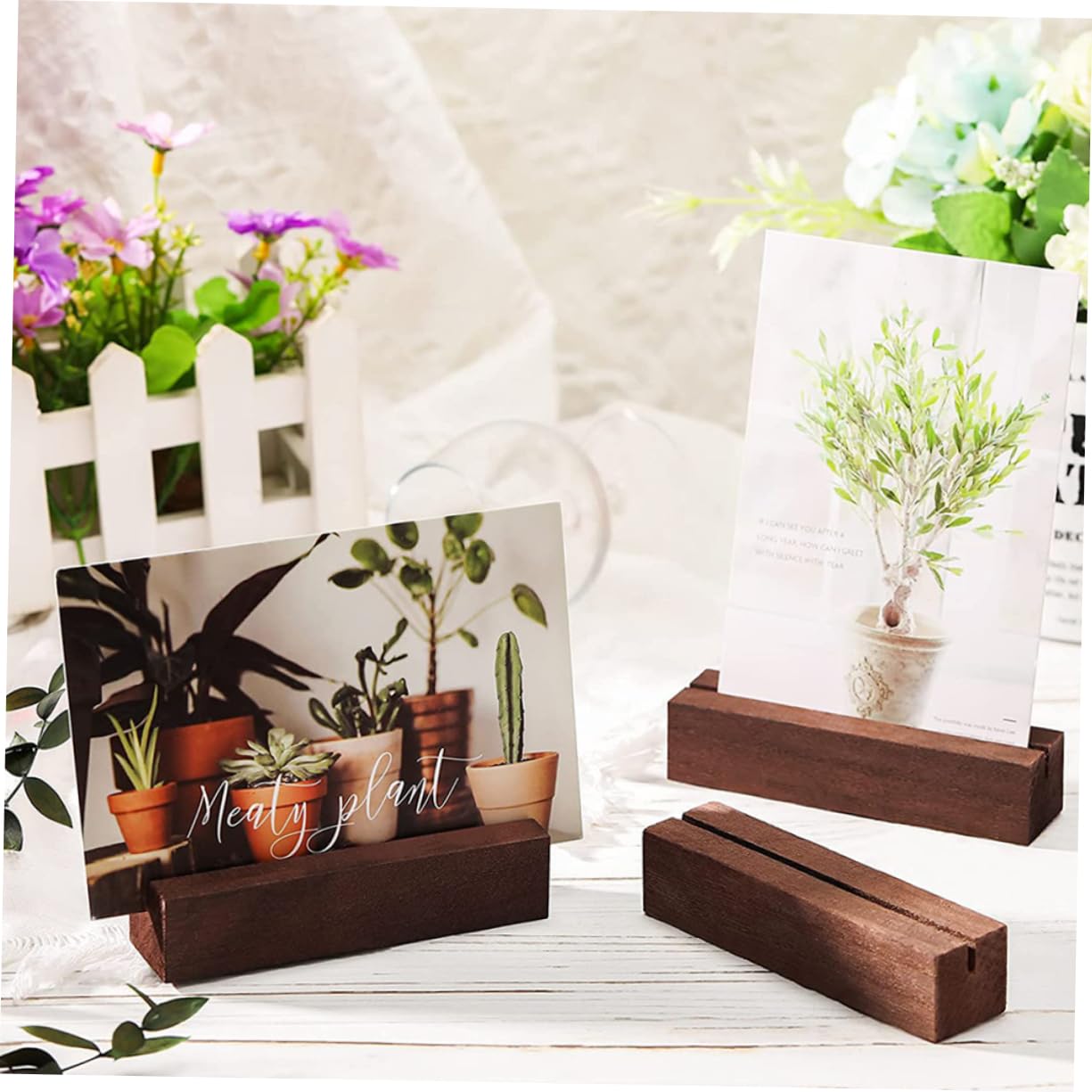Ciieeo 2 Juegos Soporte De Madera Señal Hexagonal Mesa Número Titulares De Tarjetas Caballete Claro Soportes De Mesa Panel Soporte De Exhibición Tarjetero Pin Soporte De 12 Piezas * 2