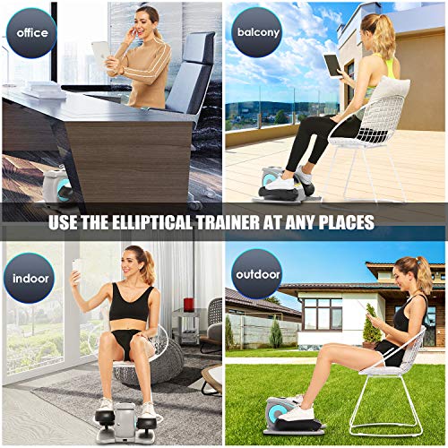 ANCHEER Under Desk Electric Mini Elliptical Machine, Remote Control Portable Exercise Elliptical Trainer with Large Pedal, LCD Monitor Compact Trainer for Home