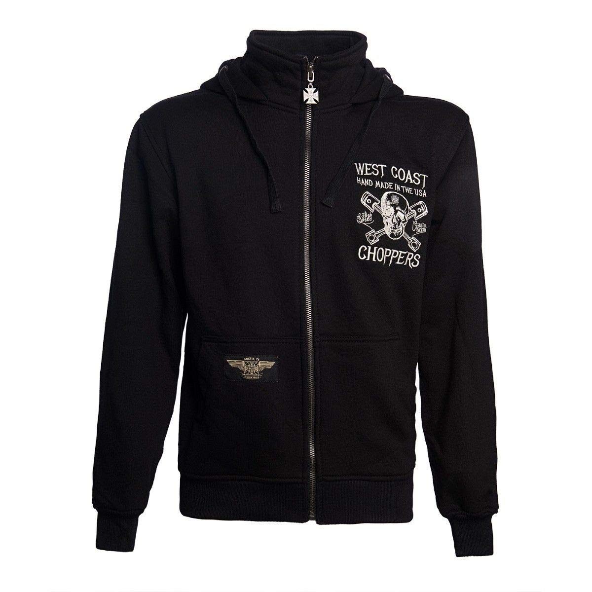 West Coast ChoppersMen Zip Hoodie High Speed, Size:L, Color:Black