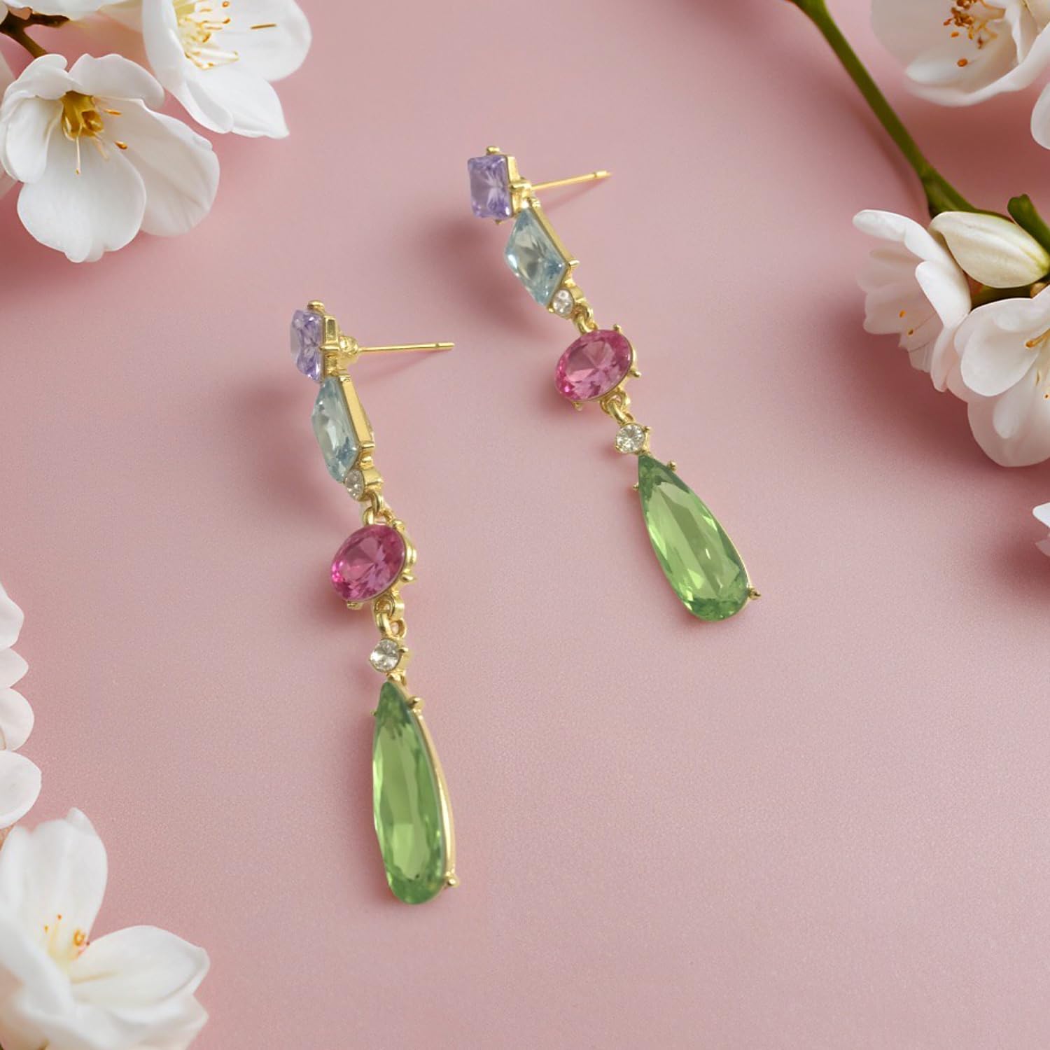 Handmade Sparkly Crystal Teardrop Dangle Drop Earrings Chic Long Square Round Oval Rhinestone Chain Stud Earrings For Women - Image 6