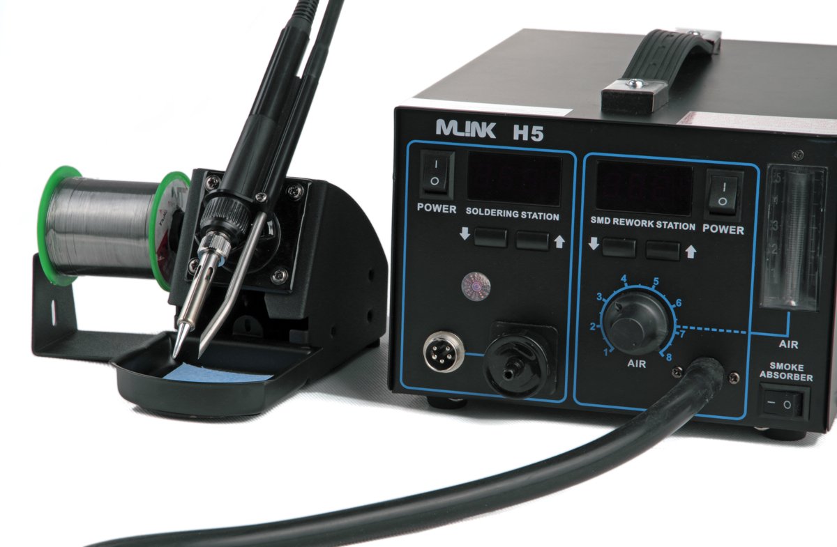 Mlink H5 Estación de Soldadura 2 en 1 Aire Caliente 700W y Soldador 60W SMD con Display LED 220V