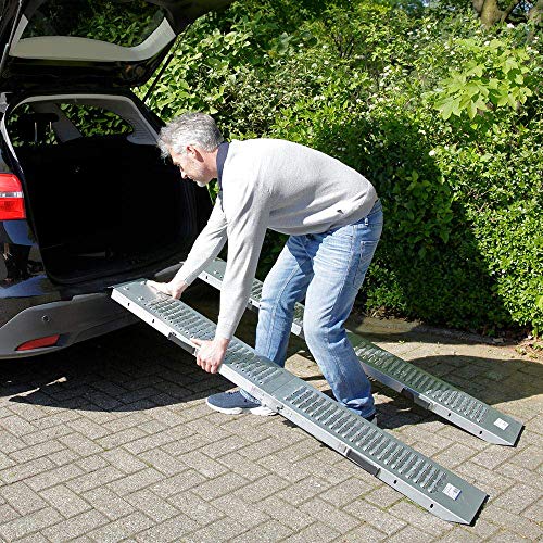 maxVitalis Klappbare Auffahrrampe, Laderampe, 2 Auffahrschienen, bis 400 kg belastbar, praktischer Tragegriff… – Bild 6