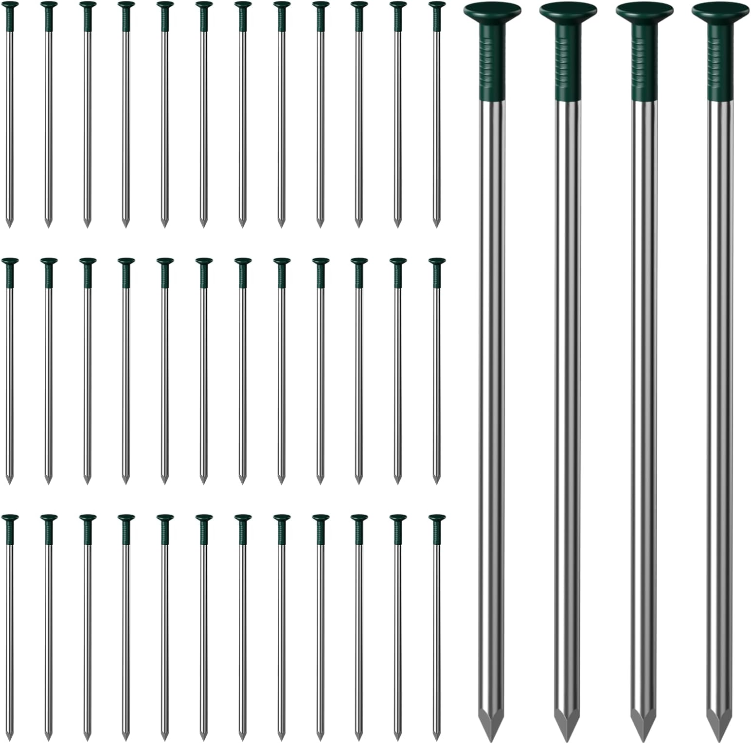 40PCS Artificial Grass Pegs Artificial Grass Pins 5mm x 150mm Nail Set Round Head Galvanised Nails Weed Membrane Pegs Ground Anchors for Weed Control Membrane Garden Netting