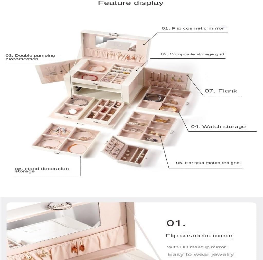 Jewelry Box - Multi-Layer Drawer-Type Jewelry Storage Box for Earrings and Accessories