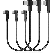 aceyoon [3 Pack Right Angle USB Type C Charger Cable, 0.6ft Braided 90 Degree Elbow Charger Dual L Shape USBC Cable for iPhone 15 Pro Max Plus, Samsung Galaxy S9 S10, Pixel 2 3 3XL, P30 P20 Mate20