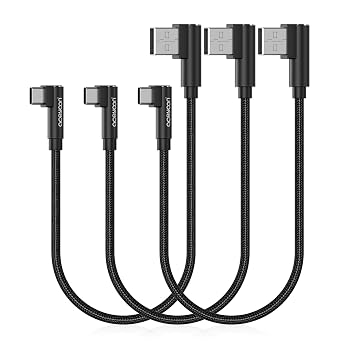 aceyoon [3 Pack Right Angle USB Type C Charger Cable, 0.6ft Braided 90 Degree Elbow Charger Dual L Shape USBC Cable for iPhone 15 Pro Max Plus, Samsung Galaxy S9 S10, Pixel 2 3 3XL, P30 P20 Mate20