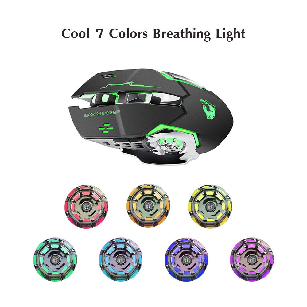 Draadloze Gamingmuis, 2,4G Lichtgewicht Honingraatschaal Ergonomische RGB-Muizen met 750mAh Oplaadbare Batterij, Energiebesparing, 6 Knoppen en Mini-USB- Ontvanger voor Windows, Mac OS, Laptop, Smart TV(Zwart Draadloze Gamingmuis, 2,4G Lichtgewicht Honingraatschaal Ergonomische RGB-Muizen met 750mAh Oplaadbare Batterij, Energiebesparing, 6 Knoppen en Mini-USB- Ontvanger voor Windows, Mac OS, Laptop, Smart TV(Zwart