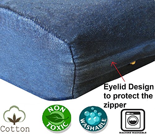 Dogbed4less-Large-Memory-Foam-Dog-Bed-Pillow-with-Orthopedic-Comfort-Waterproof-Liner-and-Washable-Durable-Pet-Bed-Denim-Cover-41X27-Blue - Cucciolini Doodles Dogbed4less-Large-Memory-Foam-Dog-Bed-Pillow-with-Orthopedic-Comfort-Waterproof-Liner-and-Washable-Durable-Pet-Bed-Denim-Cover-41X27-Blue