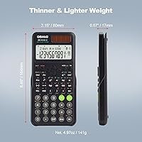 Vista 4 de OSALO Scientific Calculator 401 Function 10+2 Digits Display Solar Battery Calculators Fraction Statistics Integral for Middle and High School