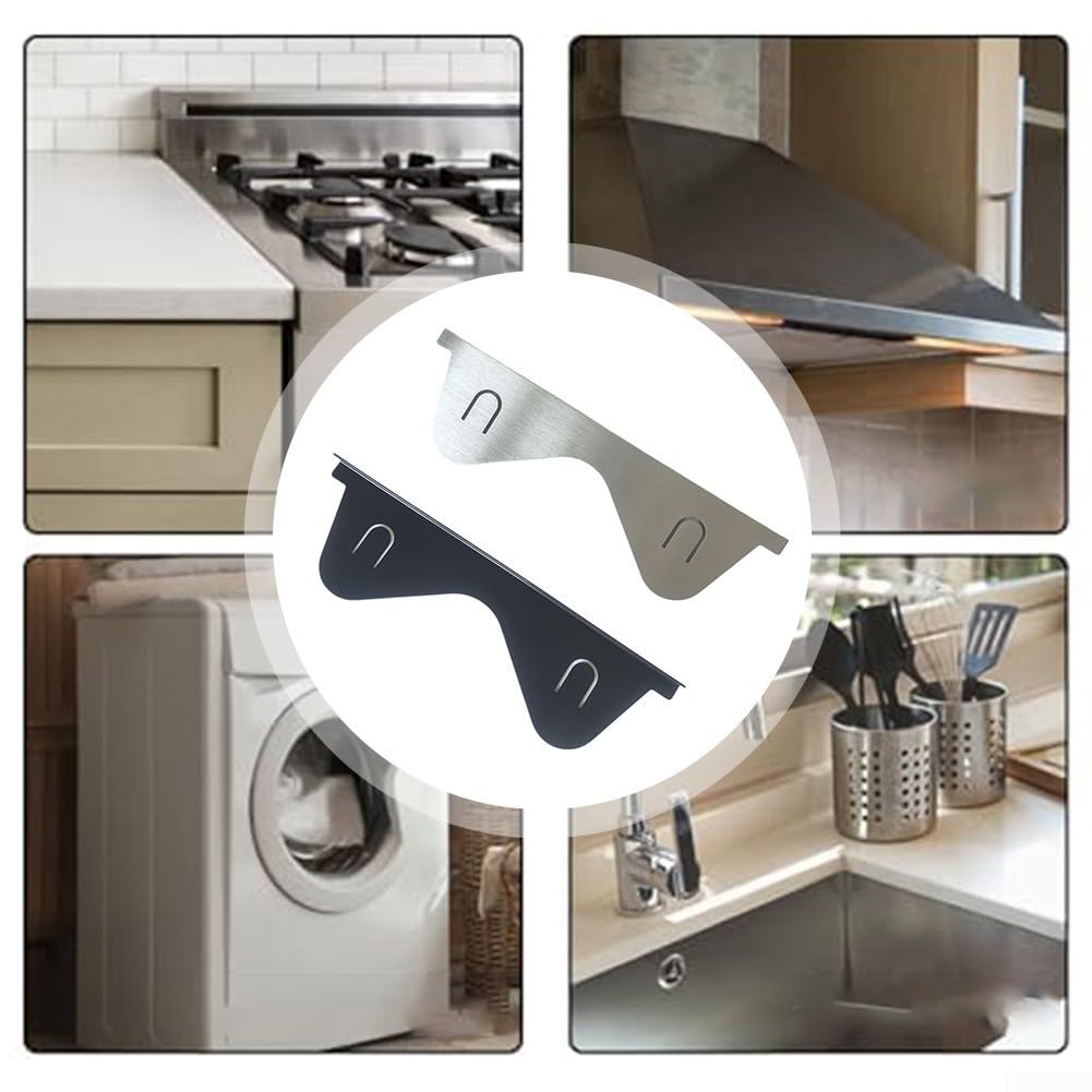 Kitchen Upgrade Lot de 4 couvre-joints rétractables en acier inoxydable Argenté