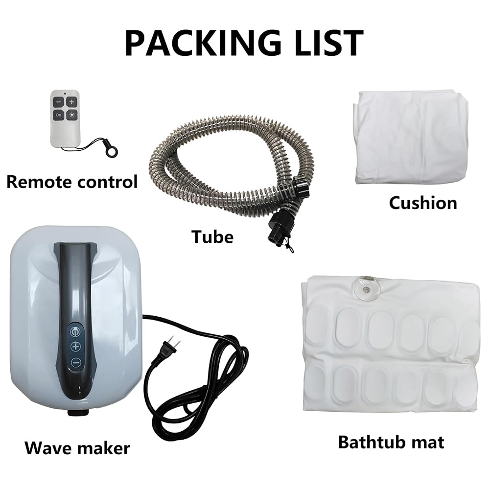Tappetino da bagno per massaggi a casa, tappetino da bagno con regolazione a 6 marce, tappetino da bagno con cuscino gonfiabile e telecomando, macchina per bolle da bagno, per allentare i muscoli
