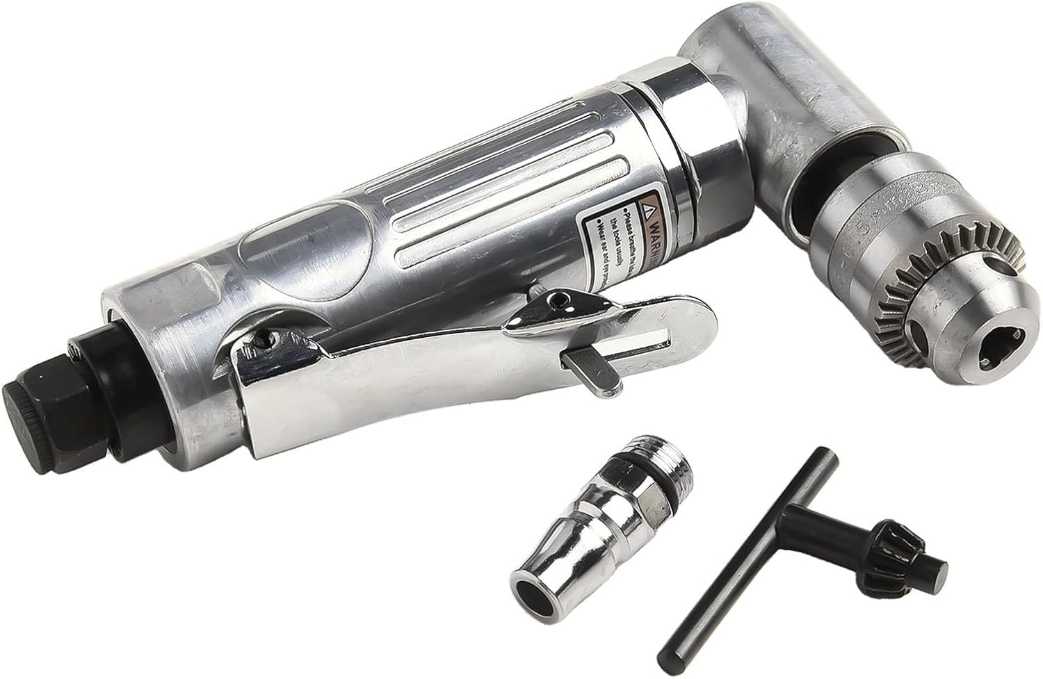 1/4" Right Angle Pneumatic Drill – 90° Elbow Air Drill With 15000 RPM Speed, Low-Vibration Alloy Body, Tail-Exhaust Design, Compatible With Standard 1/4" Air Hoses