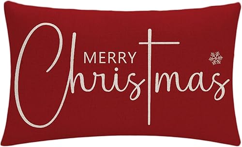 Miniatura 9 de 7COLORROOM Funda de cojín negra de Navidad con texto en inglés "Merry Christmas", para decoración de vacaciones, 18 x 18 pulgadas, para el hogar,
